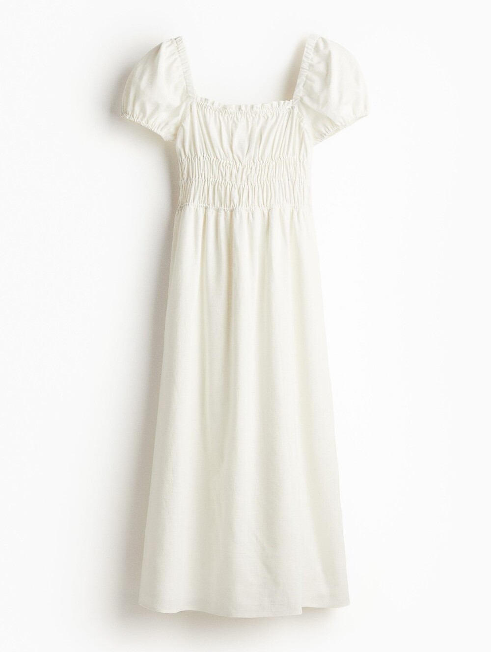 H&M Linen Blend Smocked Waist Dress Size XL - Picture 3 of 12